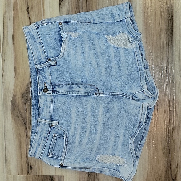 Distressed Light Wash Booty Jeans Shorts
